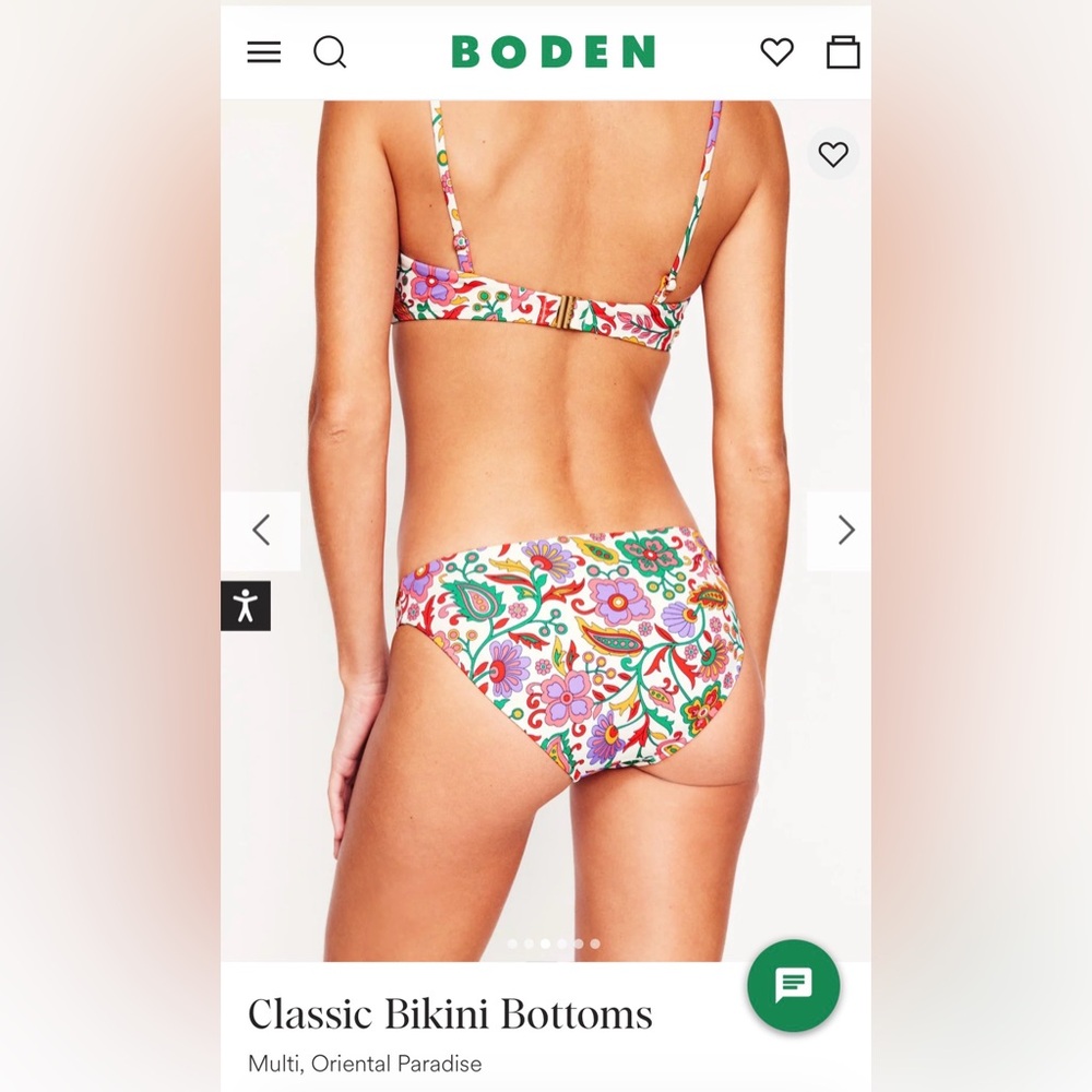 Boden Oriental Paradise Bikini set. 34 C top, Classic medium bottoms. NWT - Picture 9 of 13